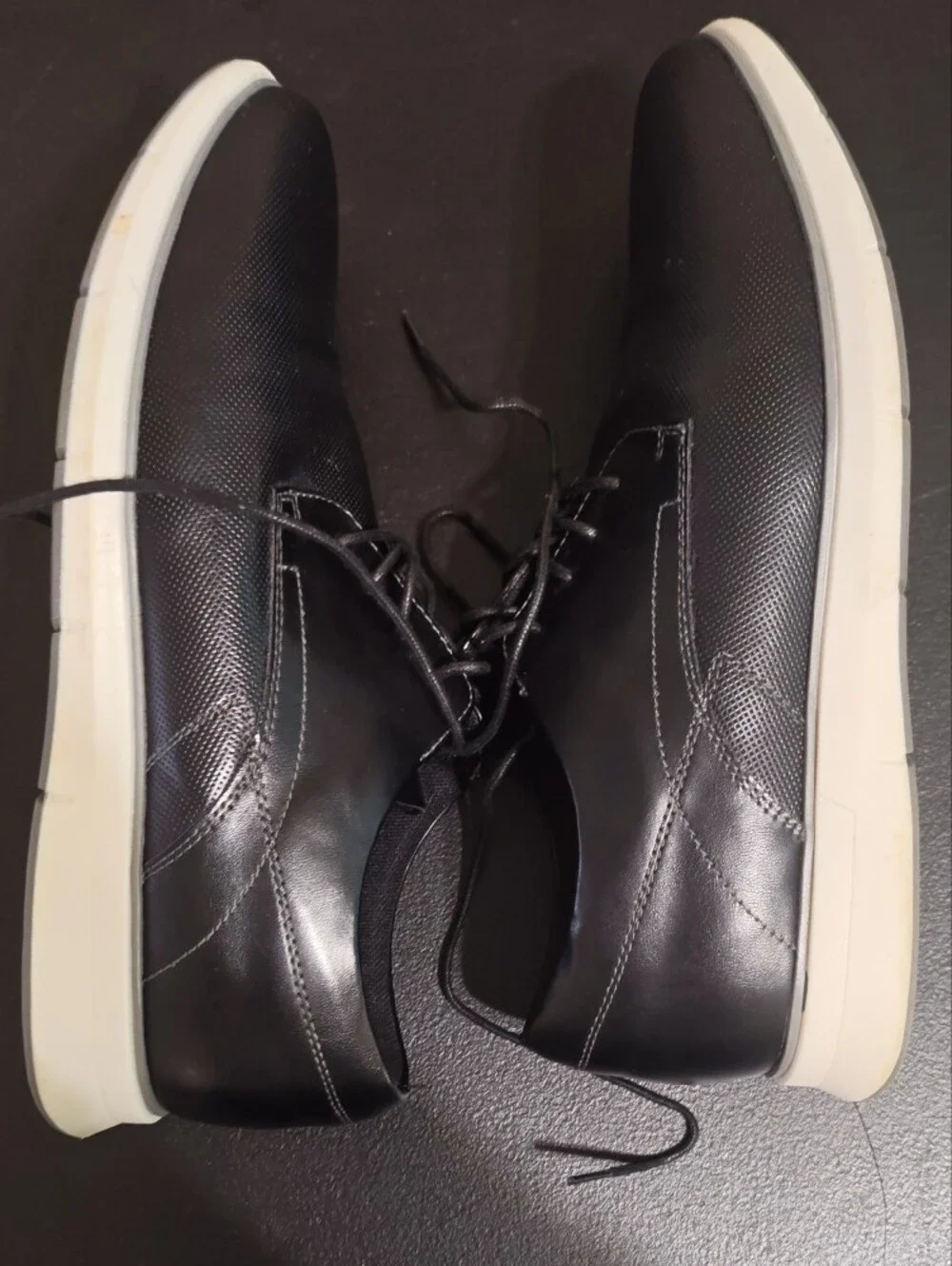 St. John's Bay Black Lace-Up Derby Shoes with White Sole